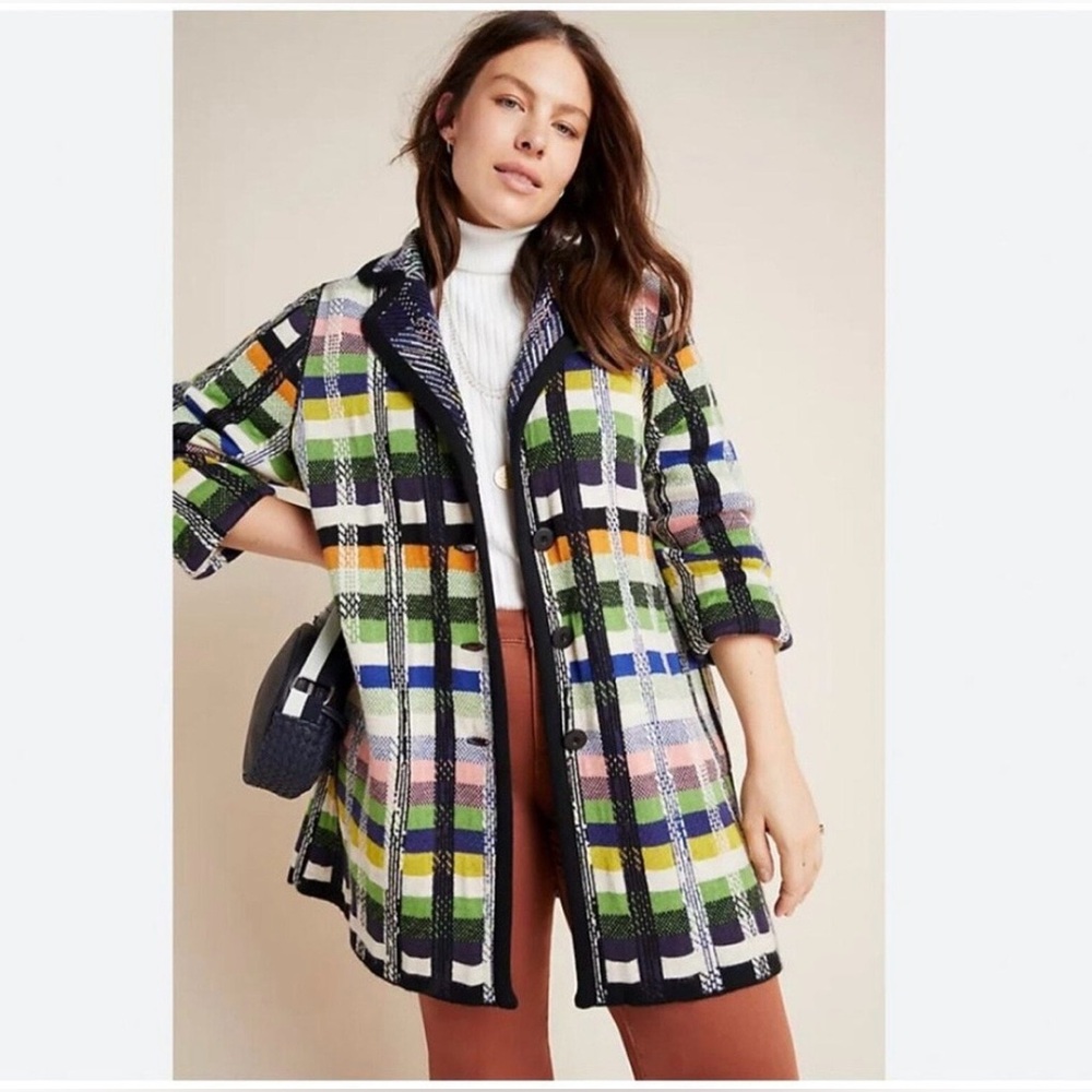 Plaid Multi-Color Midweight Coat - Women